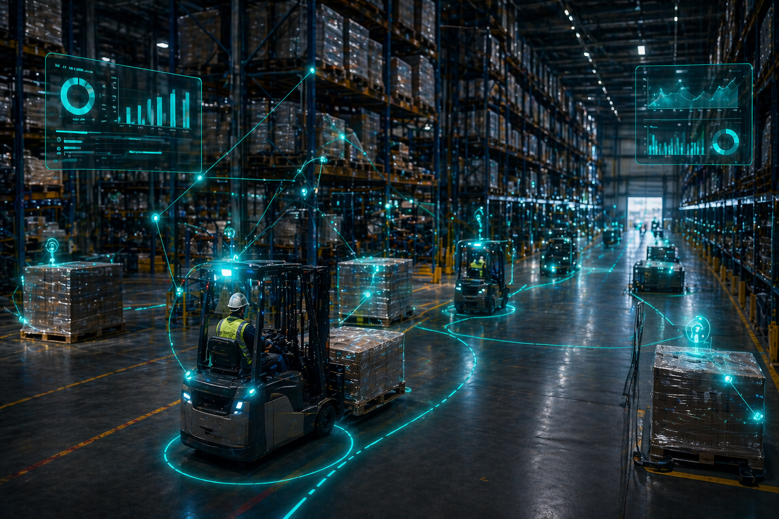 Warehouse Logistics Operations with Forklifts and Inventory