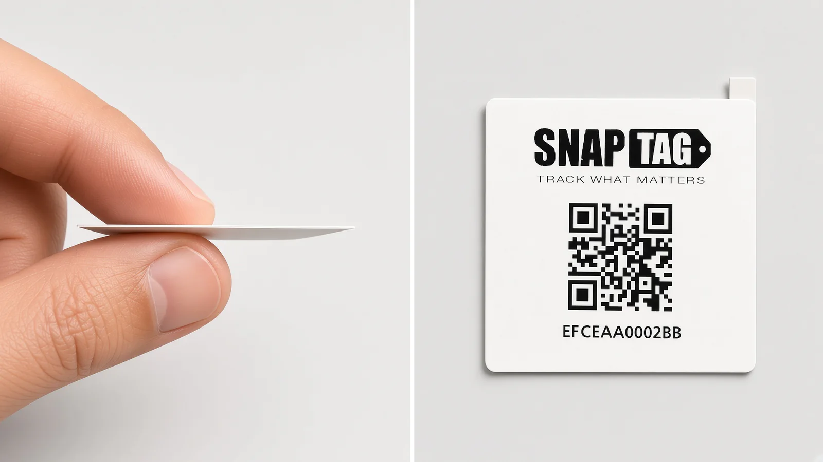 Front and side views of a SNAPTAG paper-thin temperature sensor